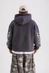 Antrasit Baskılı Oversize Hoodie SW1244