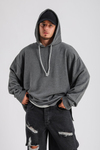 Antrasit Kesik Detay Uzun Oversize Sweatshirt SW1160
