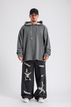 Antrasit Kesik Detay Uzun Oversize Sweatshirt SW1160