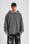 Antrasit Kesik Detay Uzun Oversize Sweatshirt SW1160