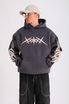 Antrasit Patch Detay Oversize Hoodie SW1243