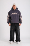 Antrasit Patch Detay Oversize Hoodie SW1243
