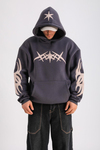 Antrasit Patch Detay Oversize Hoodie SW1243