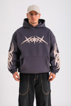 Antrasit Patch Detay Oversize Hoodie SW1243