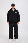 Army Baskılı Siyah Oversize Polo Yaka Sweatshirt SW1352