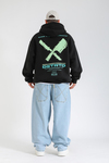 Aware Baskılı Siyah Oversize Hoodie SW1358