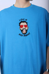 Bad Bunn Nakışlı Mavi Oversize Tshirt T1019