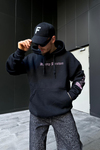 Baddest Baskılı Siyah Oversize Hoodie SW1094