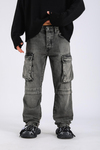 Baggy Cargo Jean - Dusty Blue P1093