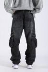 Baggy Cargo Jeans - Black P1095