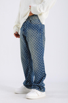Baggy Embroidered Jean - Petrol  P1074
