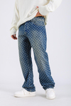 Baggy Embroidered Jean - Petrol  P1074