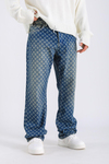 Baggy Embroidered Jean - Petrol  P1074