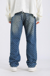 Baggy Embroidered Jean - Petrol  P1074