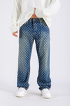 Baggy Embroidered Jean - Petrol  P1074