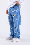 Baggy Massive Torn Jean - Blue P1102