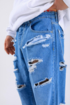 Baggy Massive Torn Jean - Blue P1102