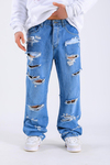 Baggy Massive Torn Jean - Blue P1102