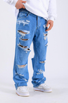 Baggy Massive Torn Jean - Blue P1102