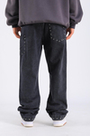 Baggy Patches Rivets Jean - Black P1089