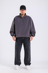 Baggy Patches Rivets Jean - Black P1089