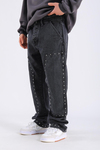 Baggy Patches Rivets Jean - Black P1089