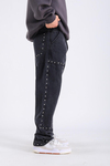 Baggy Patches Rivets Jean - Black P1089