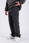 Baggy Patches Rivets Jean - Black P1089
