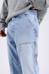 Baggy Patches Rivets Jean - Light blue P1076