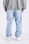 Baggy Patches Rivets Jean - Light blue P1076