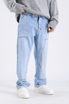 Baggy Patches Rivets Jean - Light blue P1076