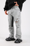 Baggy Torn Jean - Grey P1101