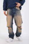 Baggy Torn Washed Jean - Ochre P1122