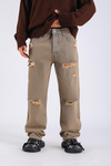 Baggy Washed Torn Jean - Rusty P1099