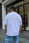 Basic Beyaz Ribanalı Oversize Tshirt  T624