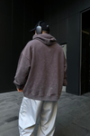 Baskılı Acid Wash Cryin Kahve Oversize Hoodie SW1099