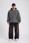 Baskılı Acid Wash Füme Oversize Sweatshirt SW1149