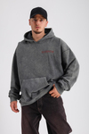 Baskılı Acid Wash Füme Oversize Sweatshirt SW1149