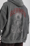Baskılı Acid Wash Füme Oversize Sweatshirt SW1149