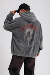 Baskılı Acid Wash Füme Oversize Sweatshirt SW1149
