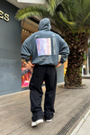 Baskılı Acid Wash Oversize Sweatshirt SW991