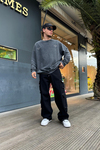 Baskılı Acid Wash Oversize Sweatshirt SW992