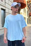 Baskılı Açık Mavi Oversize Tshirt T860