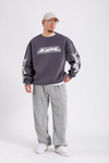 Baskılı Antrasit Oversize Sync Sweatshirt SW1213