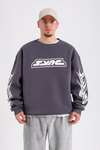 Baskılı Antrasit Oversize Sync Sweatshirt SW1213