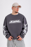 Baskılı Antrasit Oversize Sync Sweatshirt SW1213