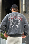 Baskılı Füme Acid Wash Oversize Sweatshirt SW980