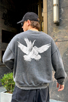 Baskılı Füme Acid Wash Oversize Sweatshirt SW984