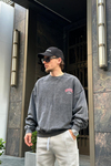 Baskılı Füme Acid Wash Oversize Sweatshirt SW980