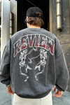 Baskılı Füme Acid Wash Oversize Sweatshirt SW980
